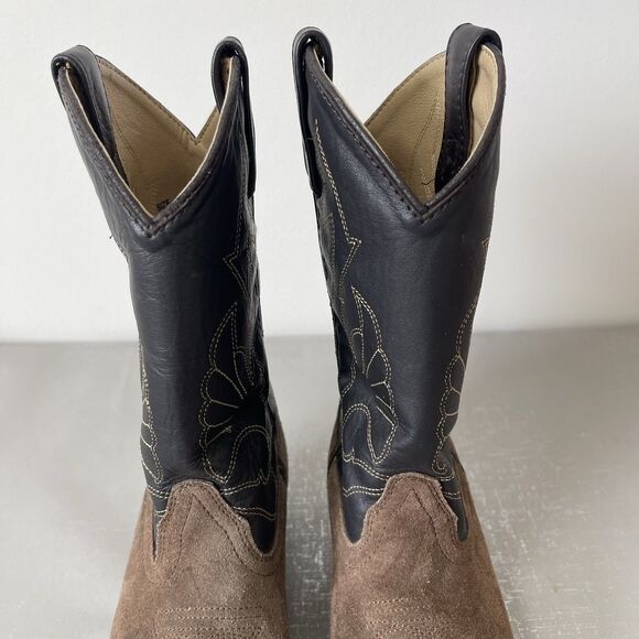 Masterson Boot Brown Black Leather Western Cowboy Boots Youth 4 D Style RB2003Y - Picture 4 of 15